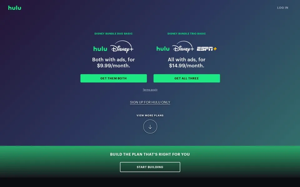 hulu.com homepage in 2024
