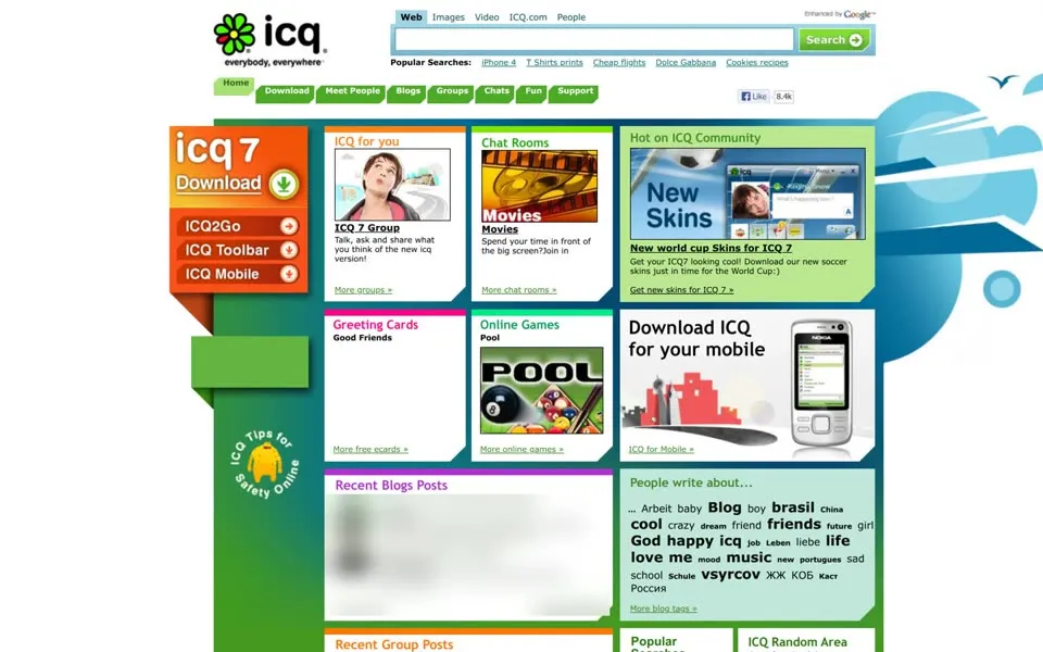 icq.com homepage in 2010