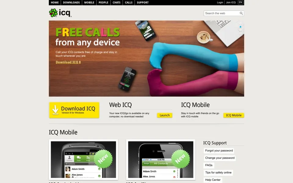icq.com homepage in 2013