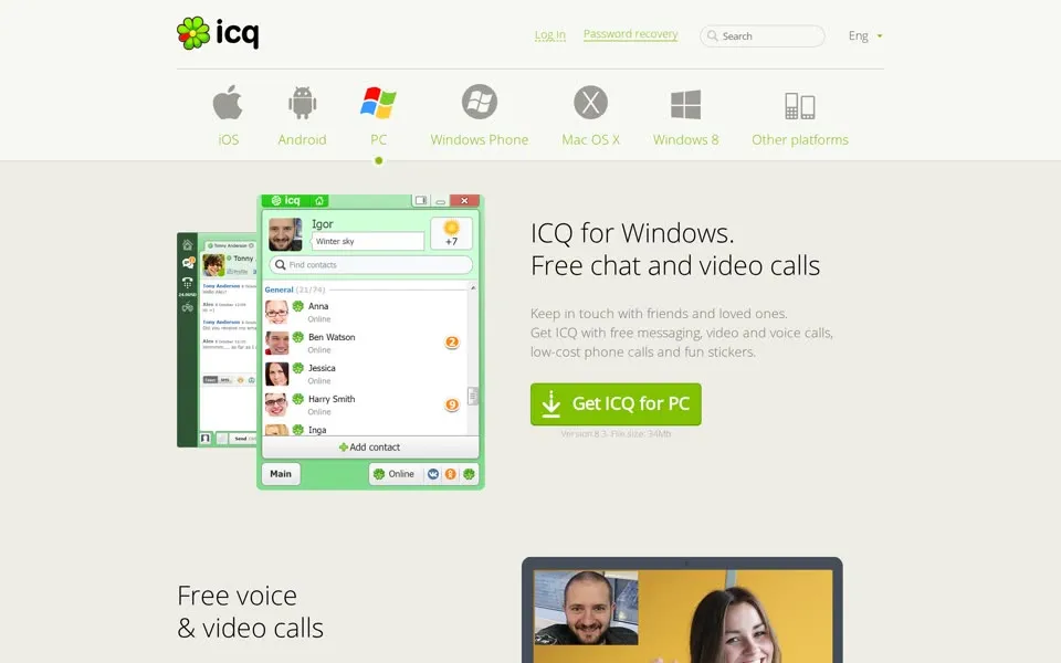 icq.com homepage in 2015