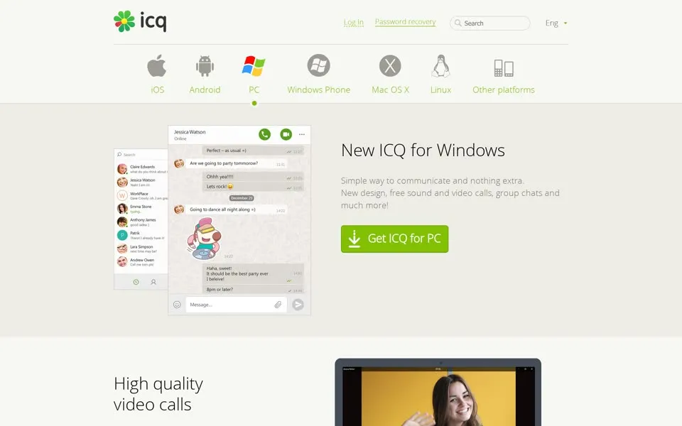 icq.com homepage in 2016