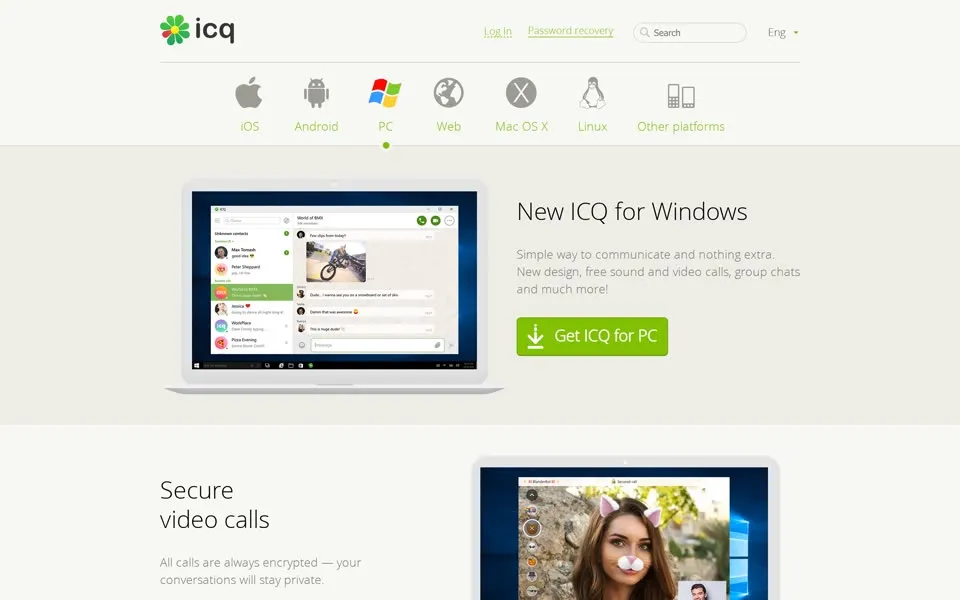 icq.com homepage in 2018