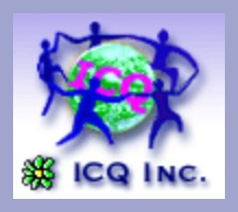 ICQ logo on the 1999 icq.com homepage: A globe and human figures accompany the ICQ Inc. name