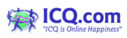 ICQ logo on the 2002 icq.com homepage: The tagline changes to ICQ is Online Happiness