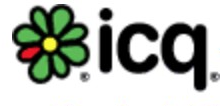 ICQ logo on the 2003 icq.com homepage: A green flower with a red petal replaces the globe