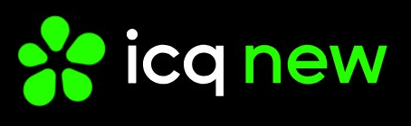ICQ logo on the 2020 icq.com homepage: Five bright green petals accompany the new ICQ New wordmark