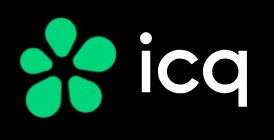 ICQ logo on the 2023 icq.com homepage: The flower turns teal and the wordmark drops New