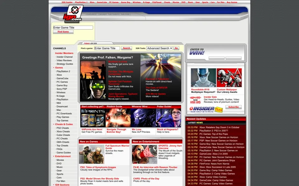 ign.com homepage in 2004