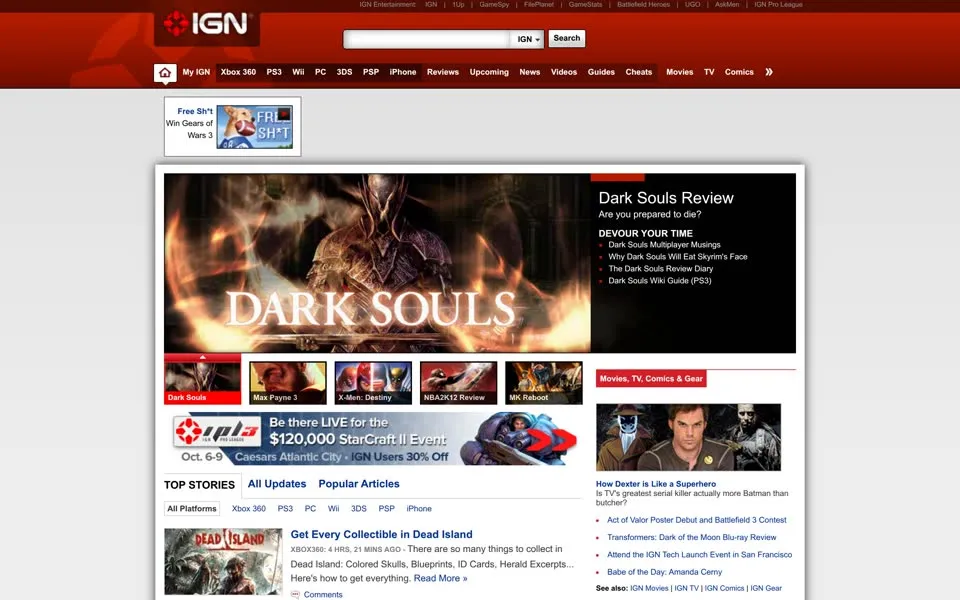 ign.com homepage in 2011