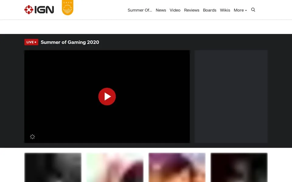 ign.com homepage in 2020