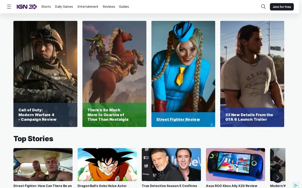 ign.com homepage in 2026
