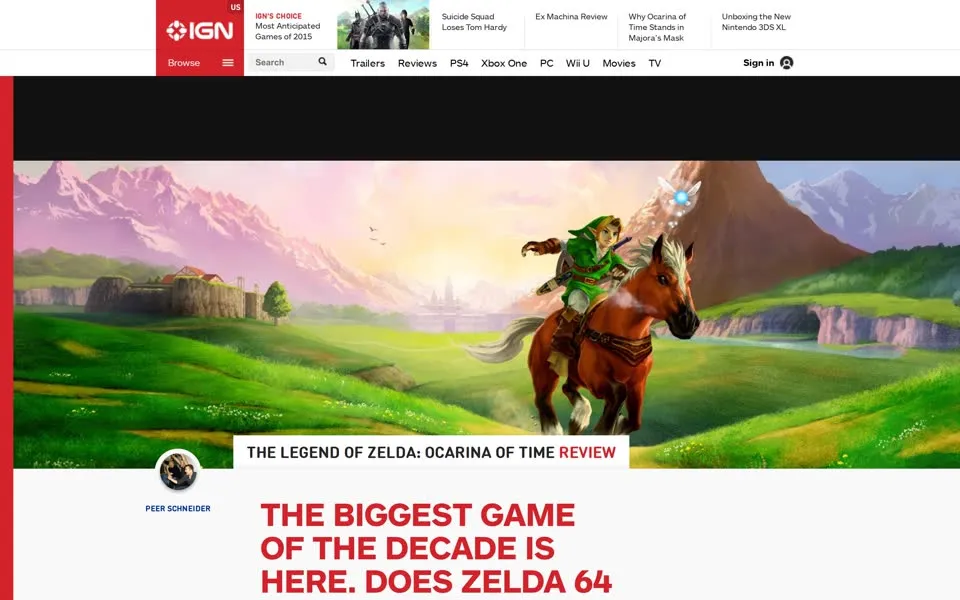 IGN review of Ocarina of Time, 2015-01-15
