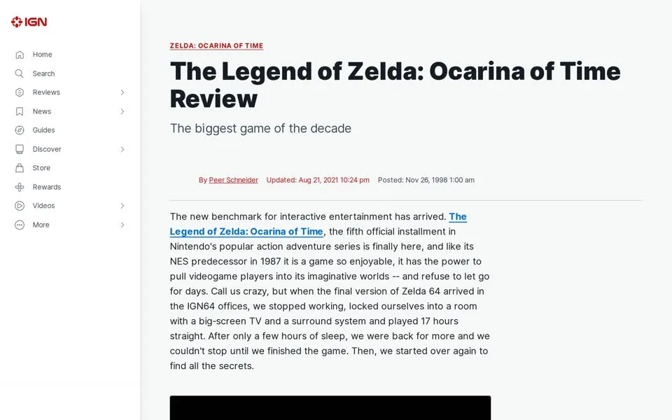 IGN review of Ocarina of Time, 2023-01-17