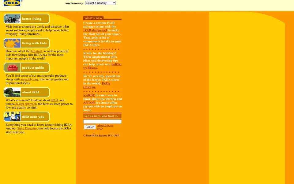 ikea.com homepage in 1998