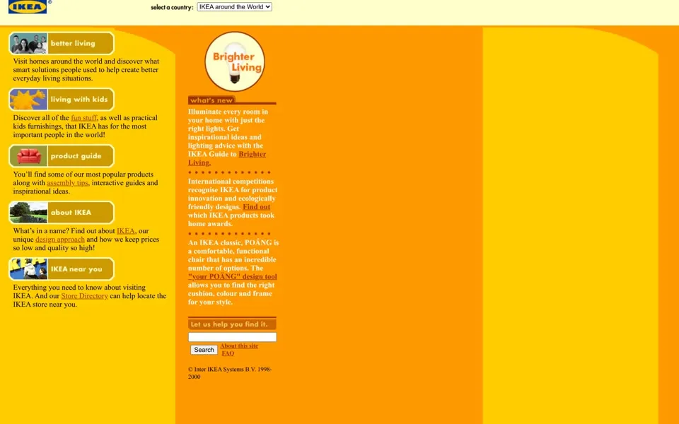 ikea.com homepage in 2000