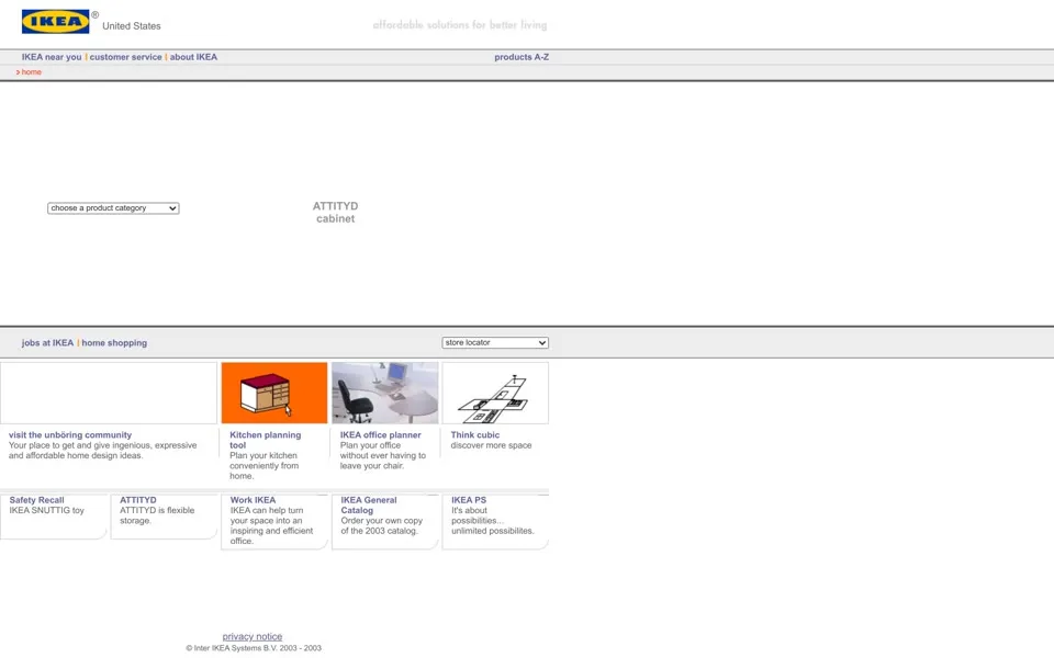 ikea.com homepage in 2003