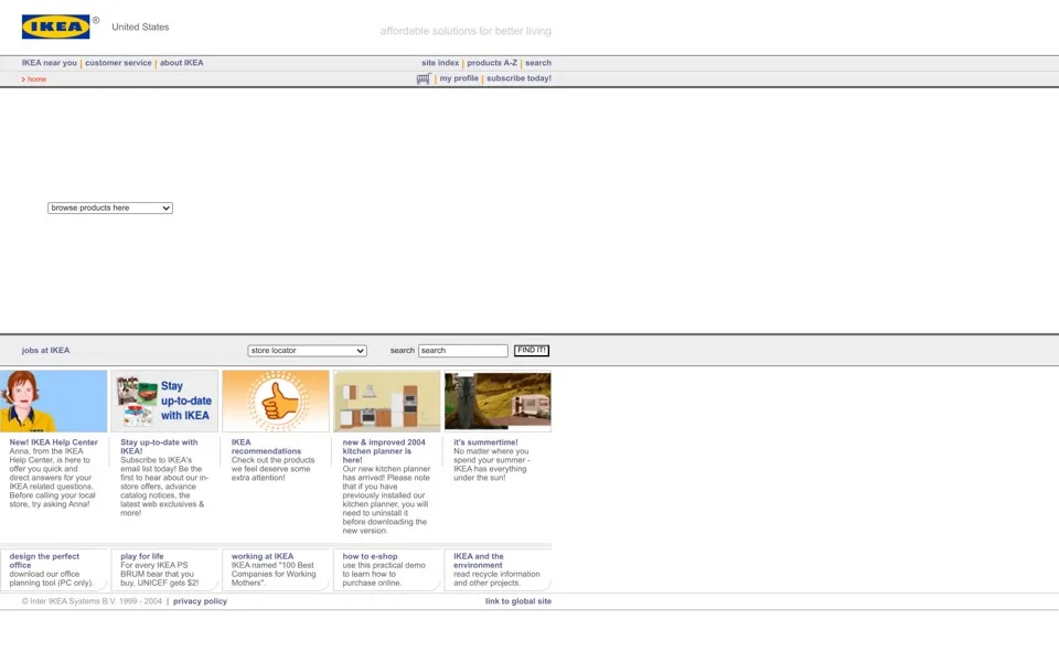 ikea.com homepage in 2004