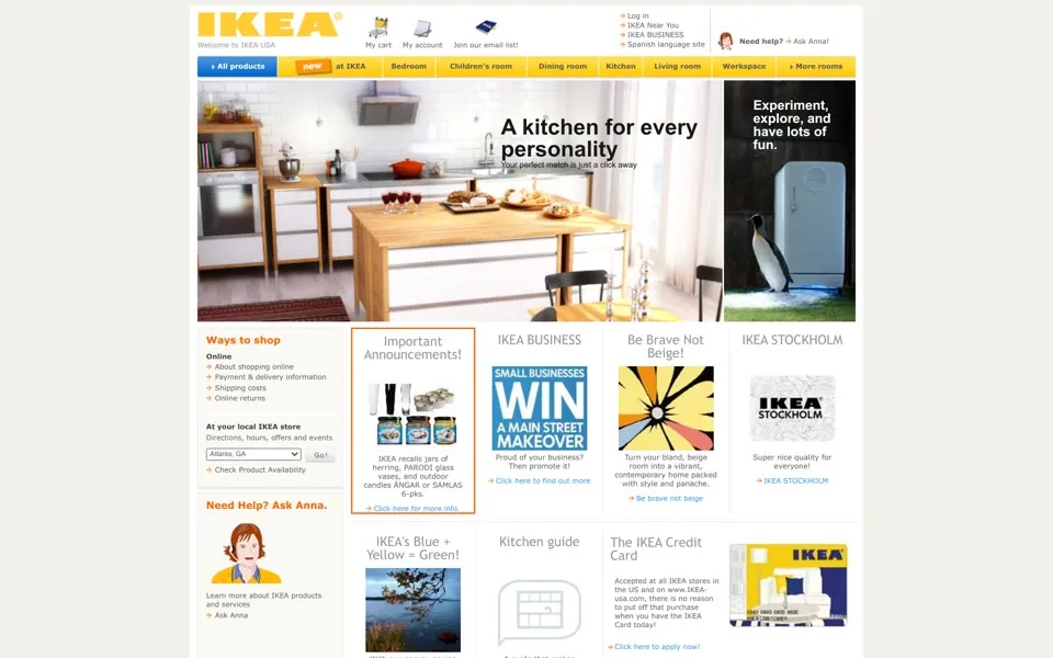 ikea.com homepage in 2007