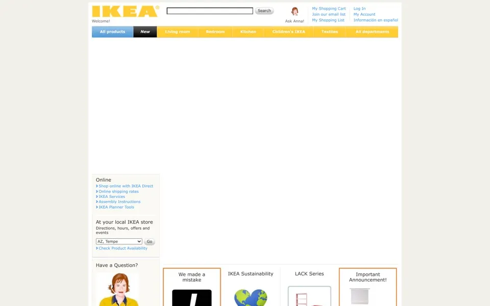 ikea.com homepage in 2009