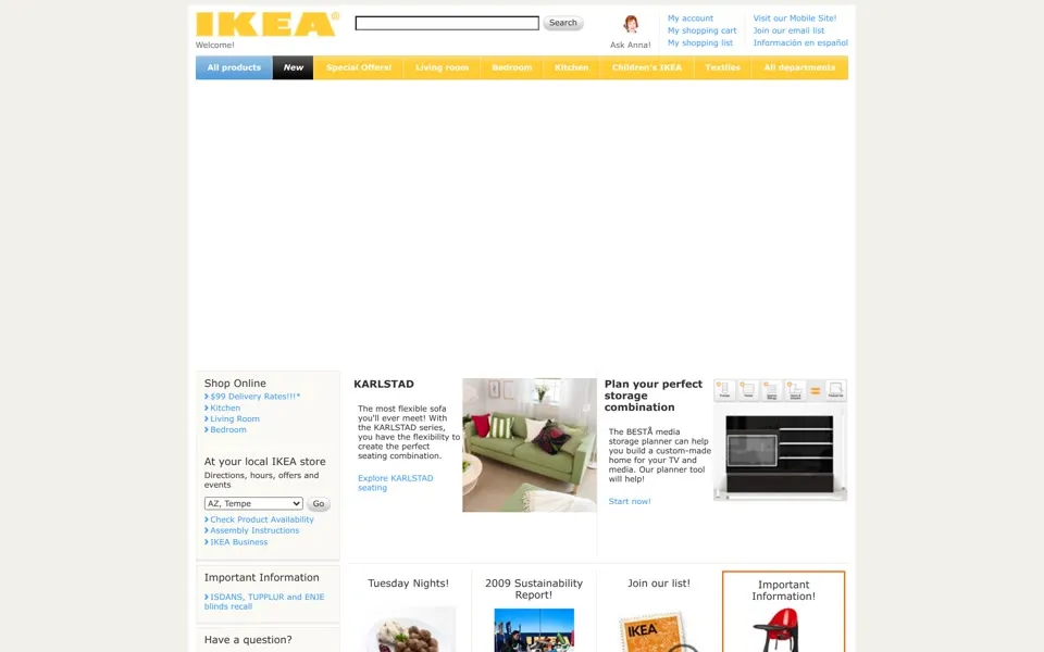 ikea.com homepage in 2010