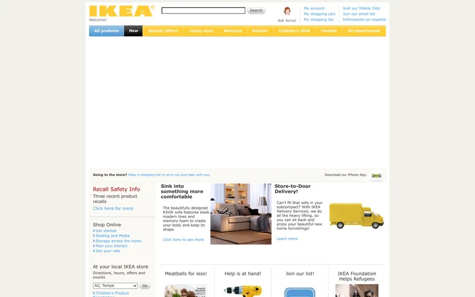 ikea.com homepage in 2011