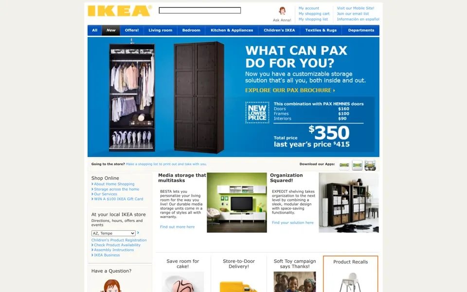 ikea.com homepage in 2012