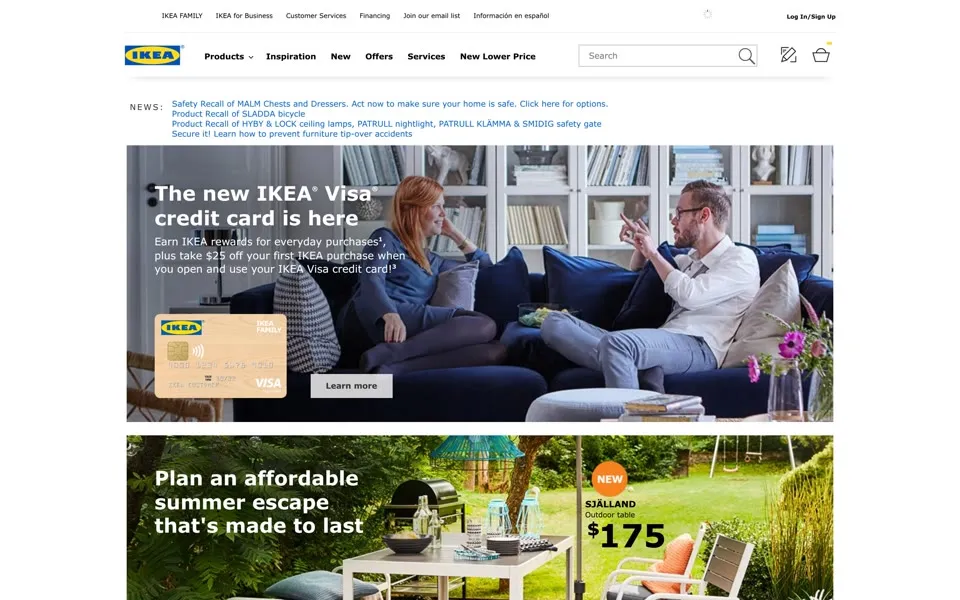 ikea.com homepage in 2018