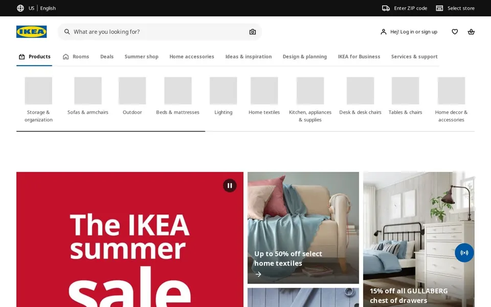 ikea.com homepage in 2025