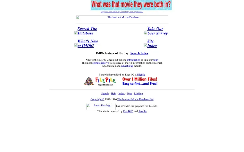 imdb.com homepage in 1996