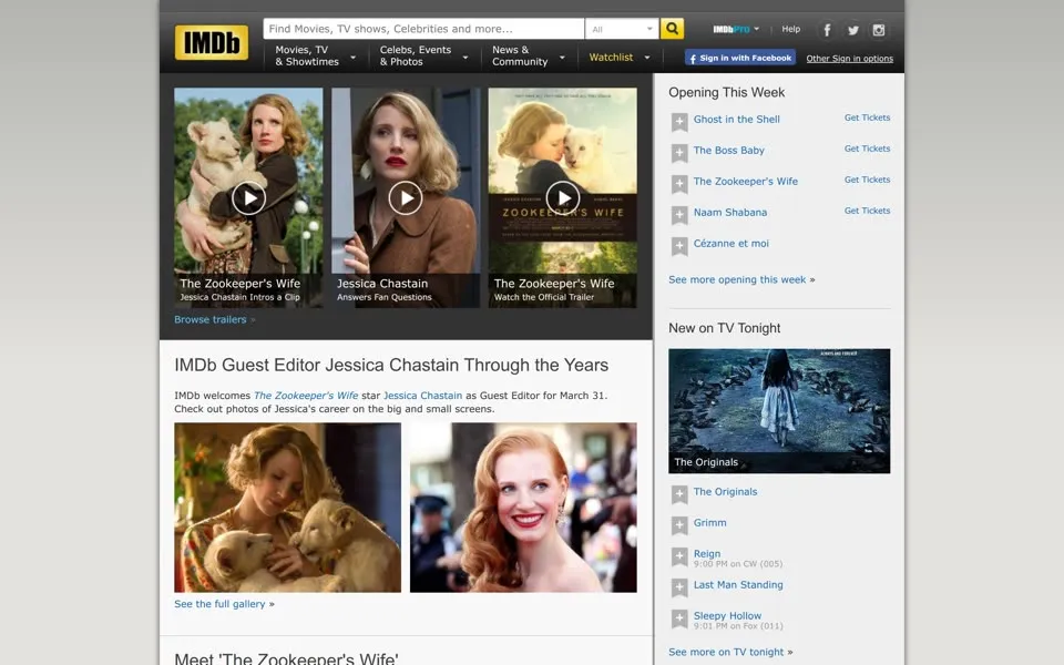 imdb.com homepage in 2017