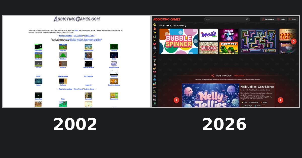 Addicting Games homepage captures