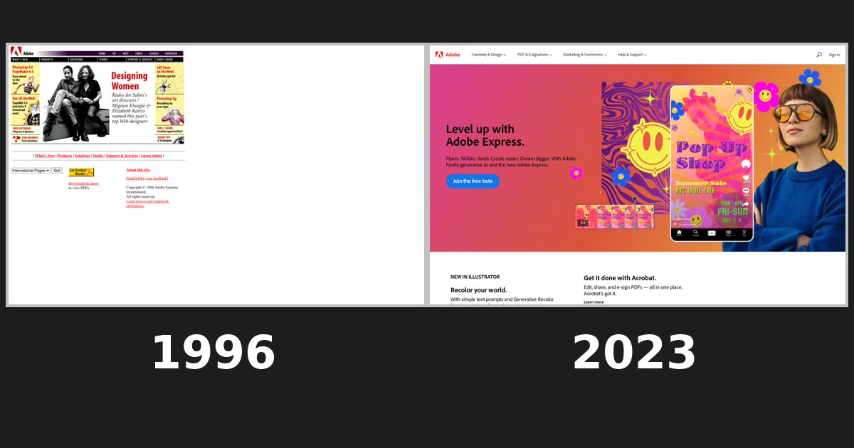Adobe homepage captures