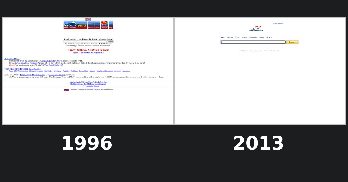 altavista.com homepage history