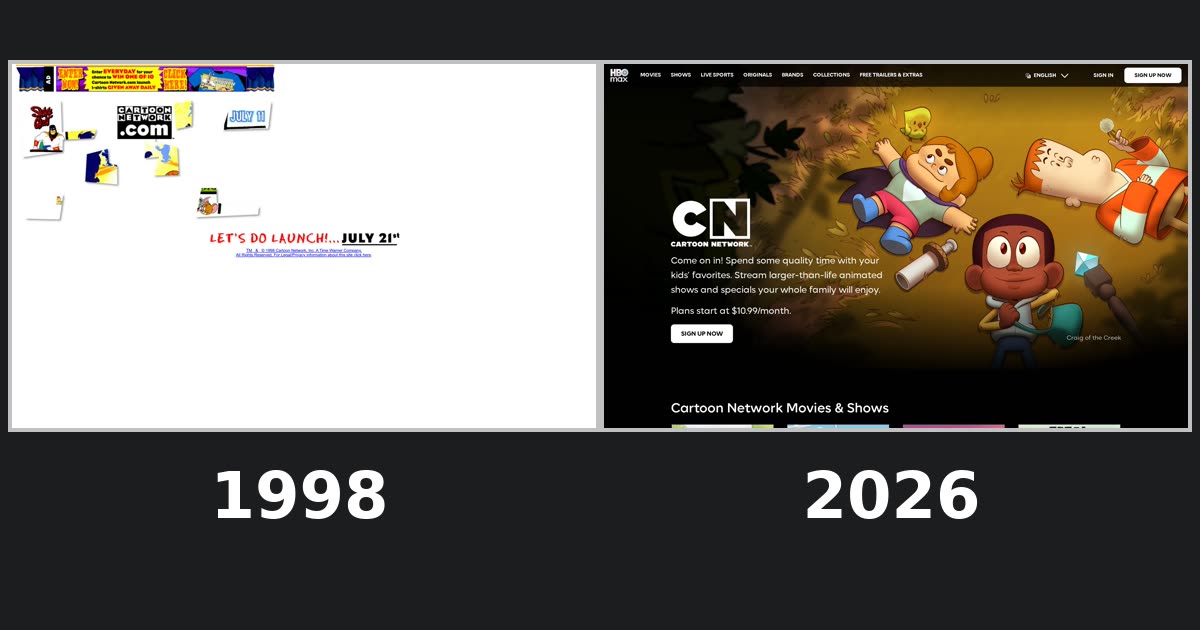 Cartoon Network homepage captures