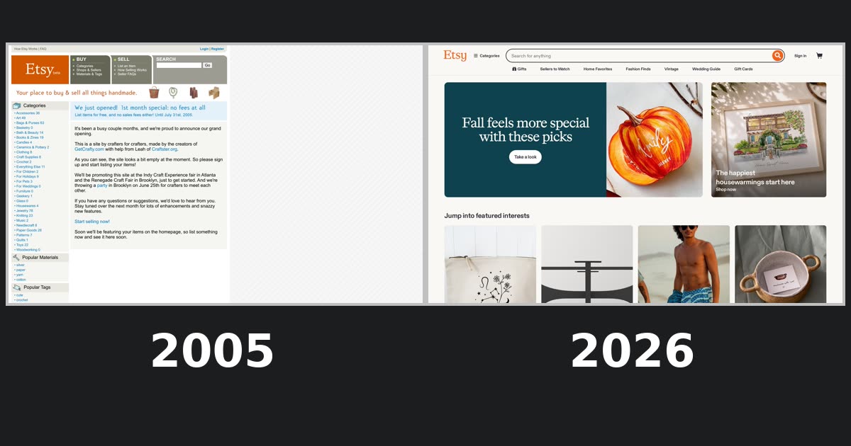 etsy.com homepage history
