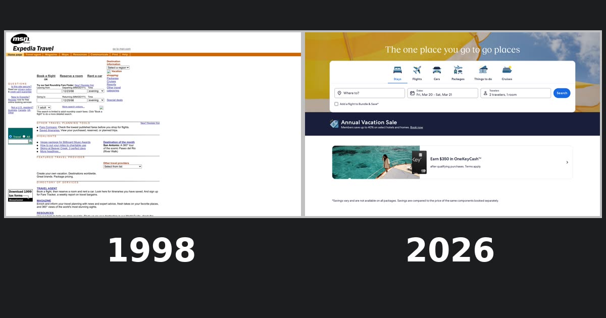 expedia.com homepage history