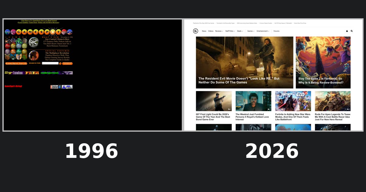 GameSpot homepage captures
