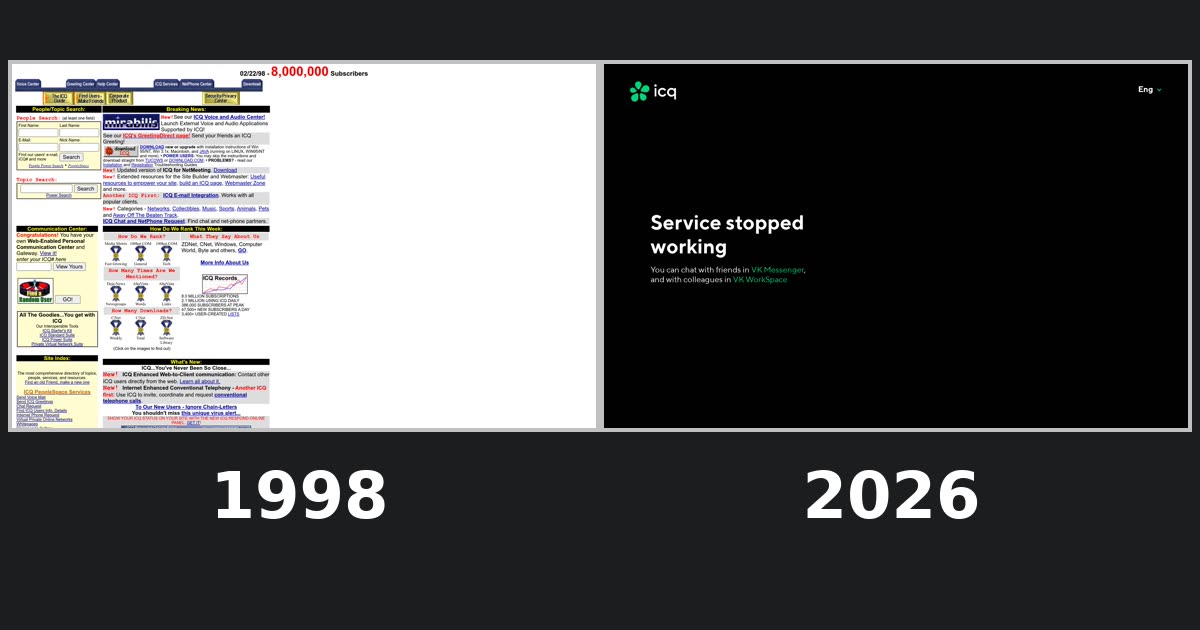 ICQ homepage captures