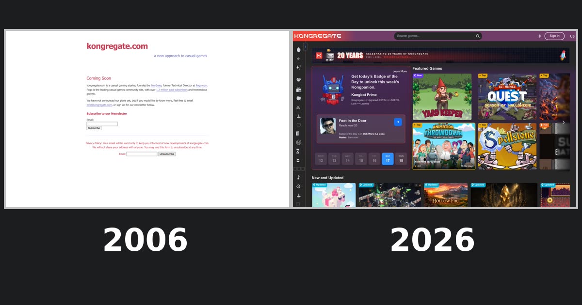 kongregate.com homepage history