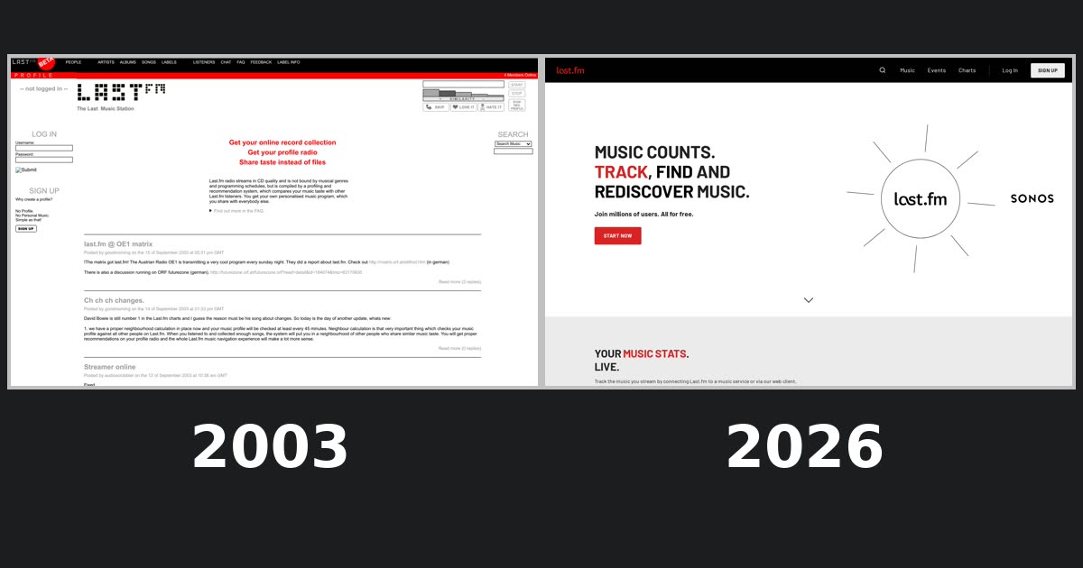 Last.fm homepage captures