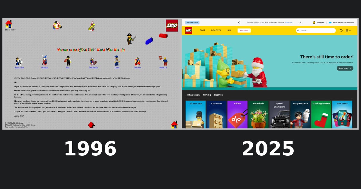 LEGO homepage captures