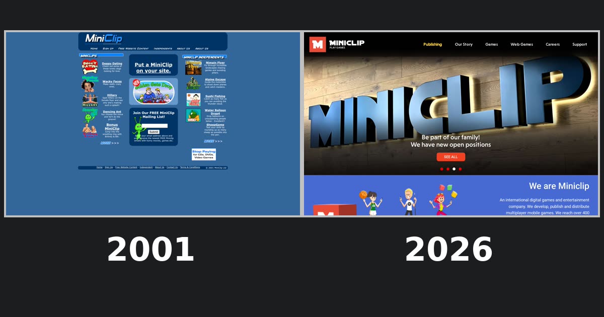 Miniclip homepage captures