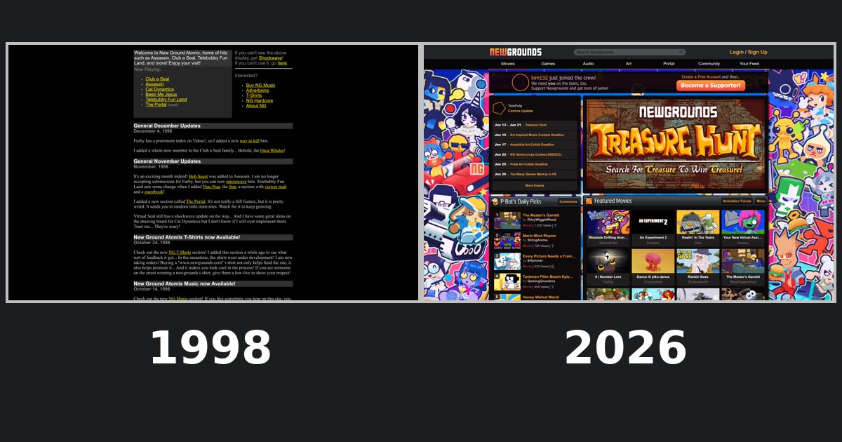 newgrounds.com homepage history