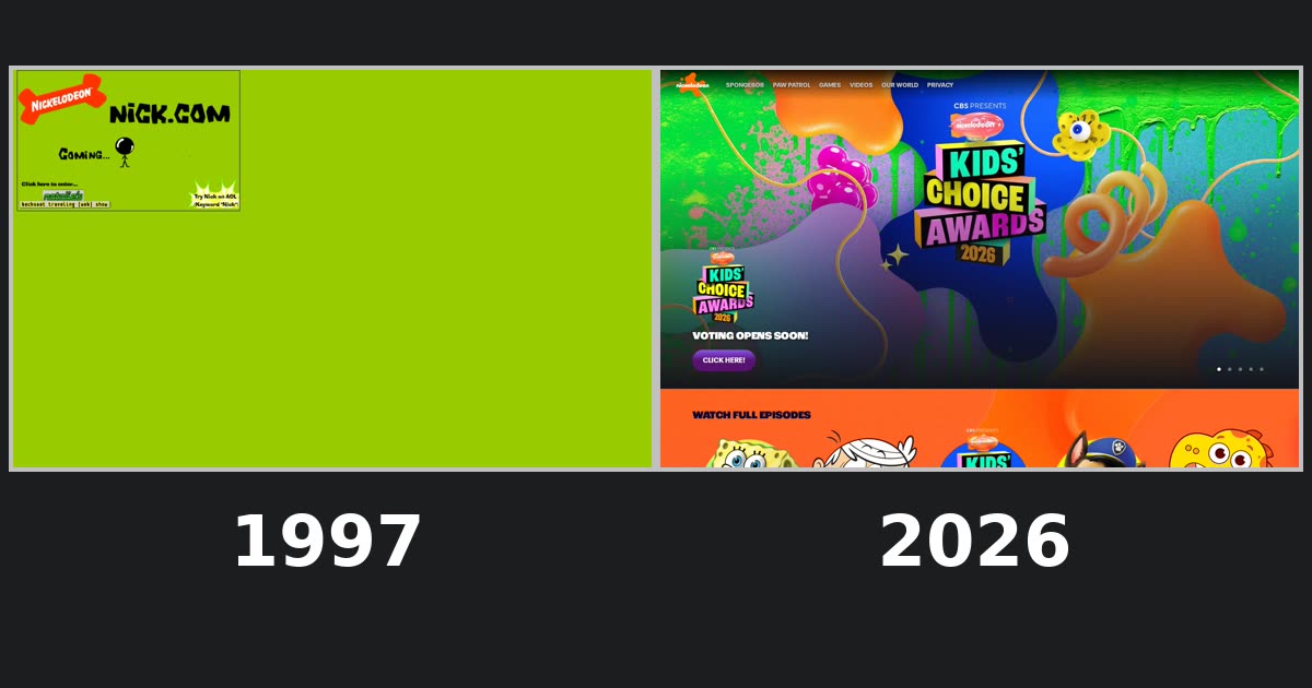Nickelodeon homepage captures