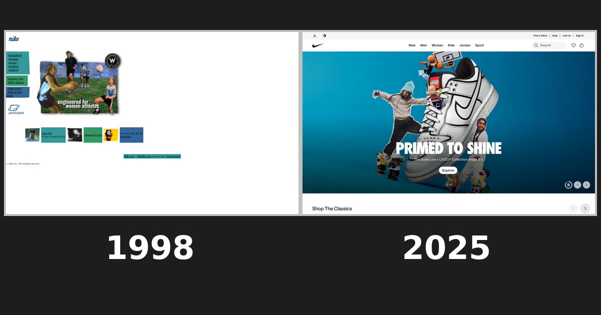 nike.com homepage history