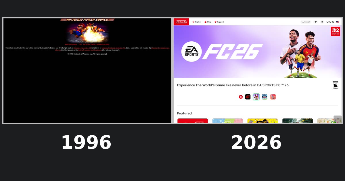 Nintendo homepage captures
