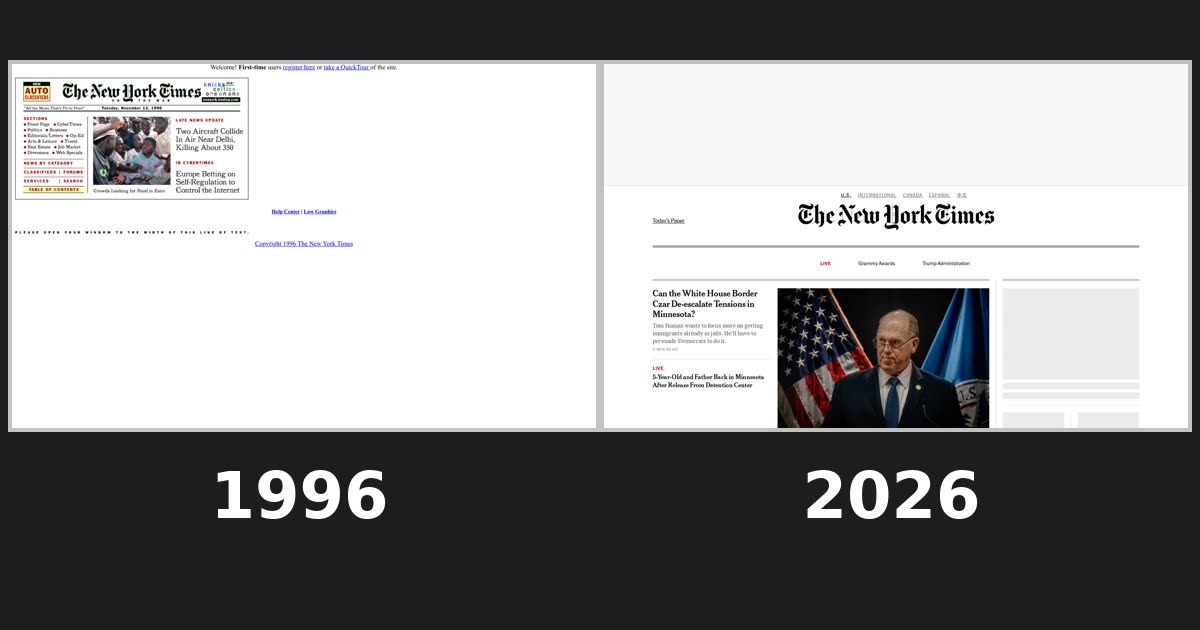 The New York Times homepage captures