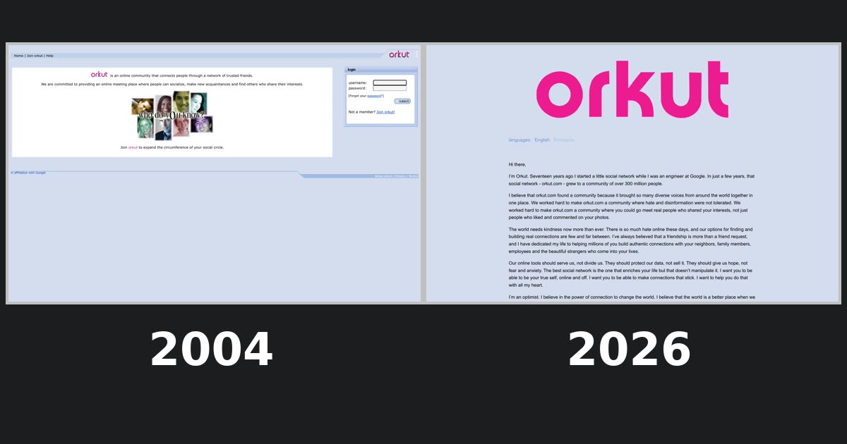Orkut homepage captures