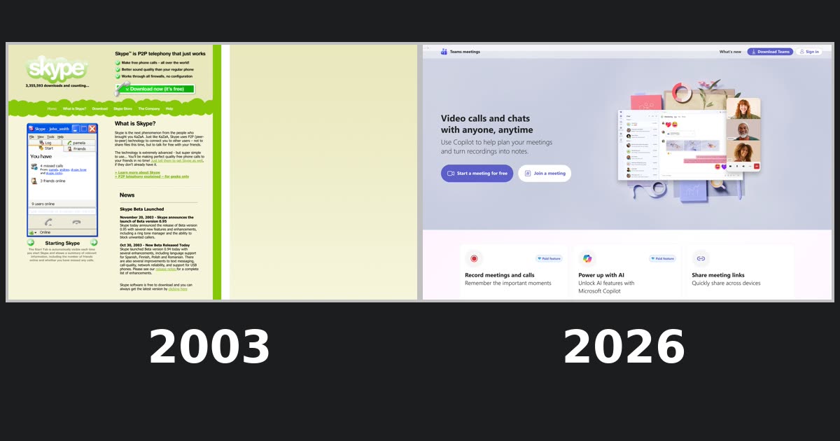 Skype homepage captures