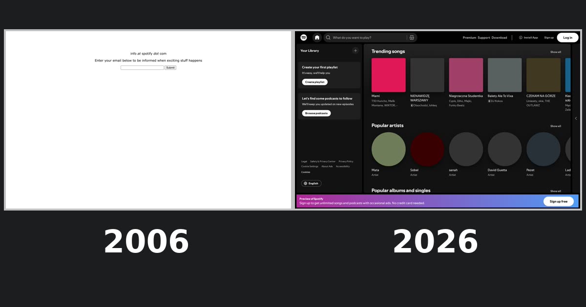 Spotify homepage captures